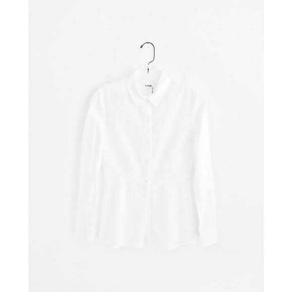 Samuji White Cotty Long Sleeve BD Top 34 2 NWT - Picture 1 of 11